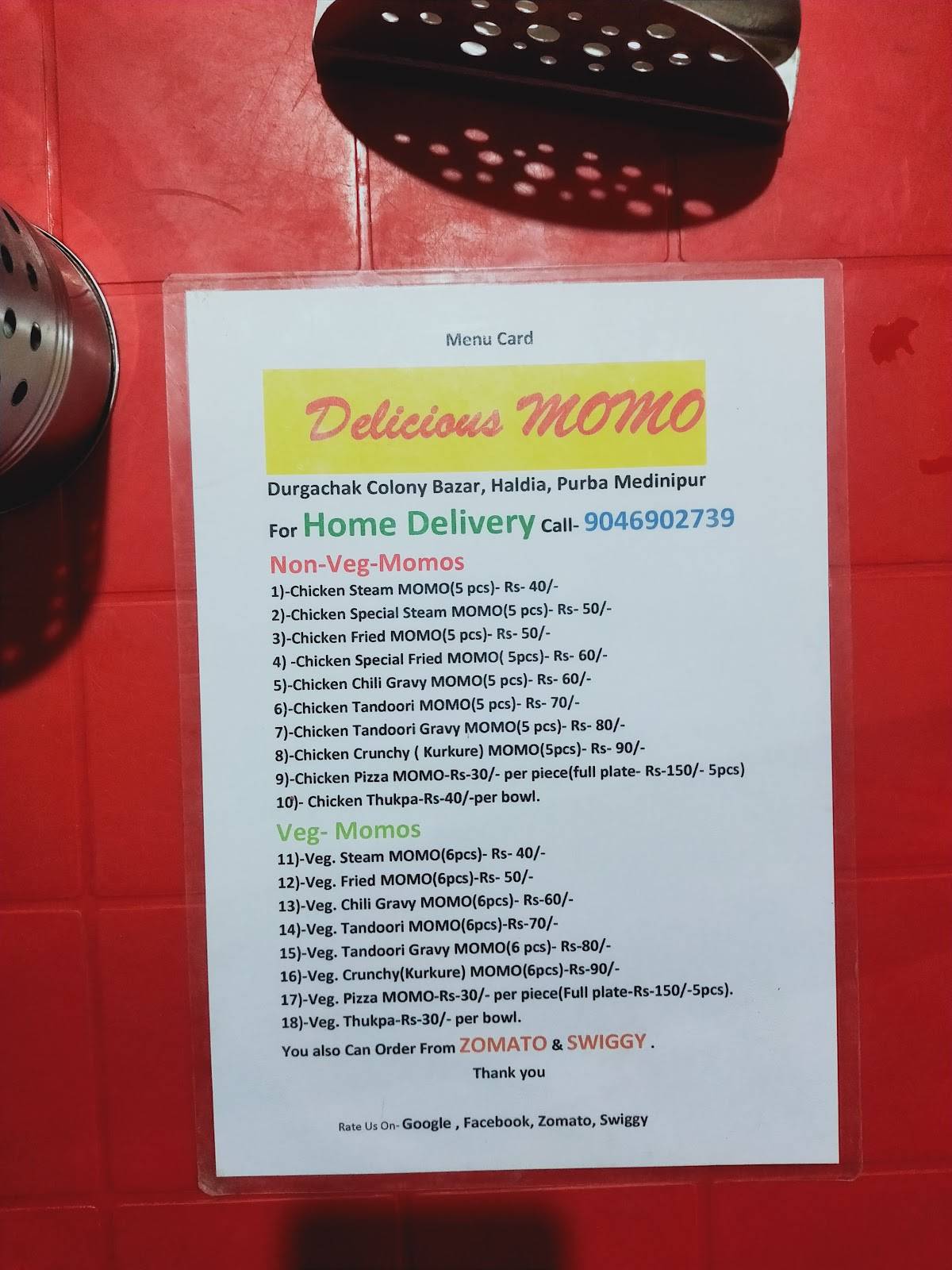 Delicious - A Momo House menu