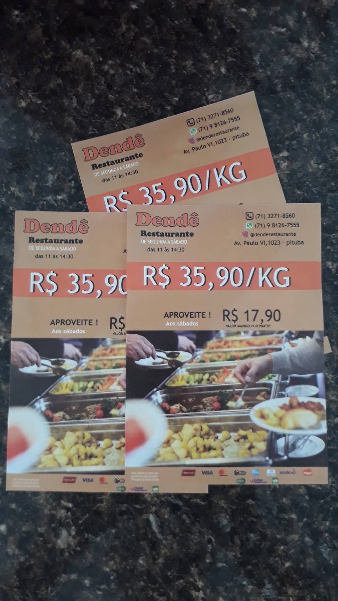 Dendê Comida a Quilo cardápio