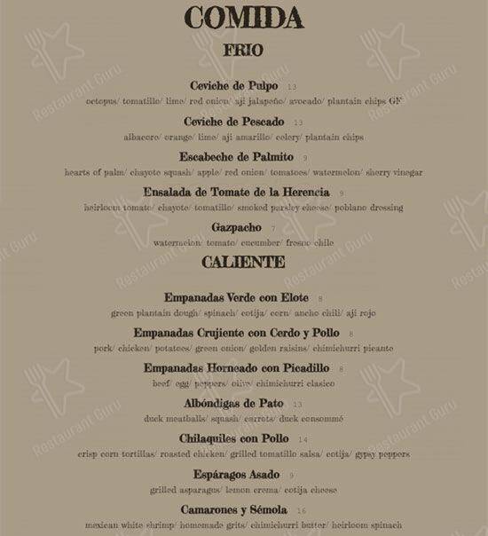 LEÑA menu