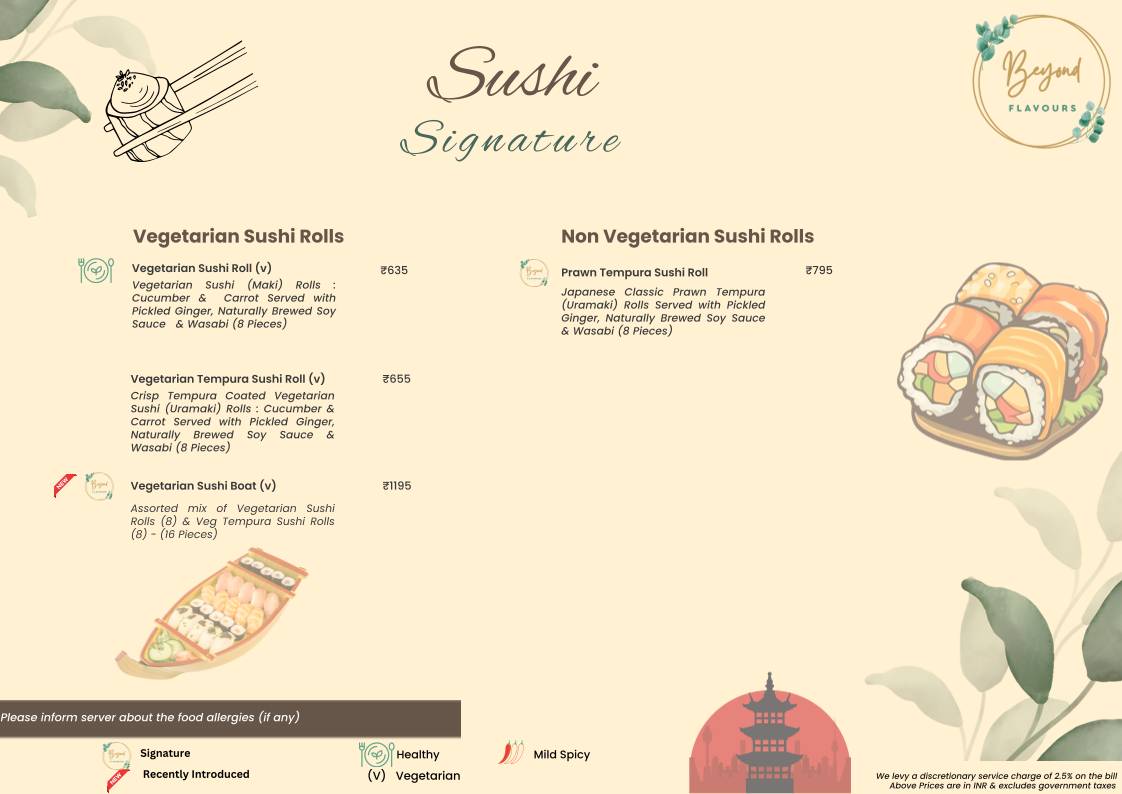 Beyond Flavours menu