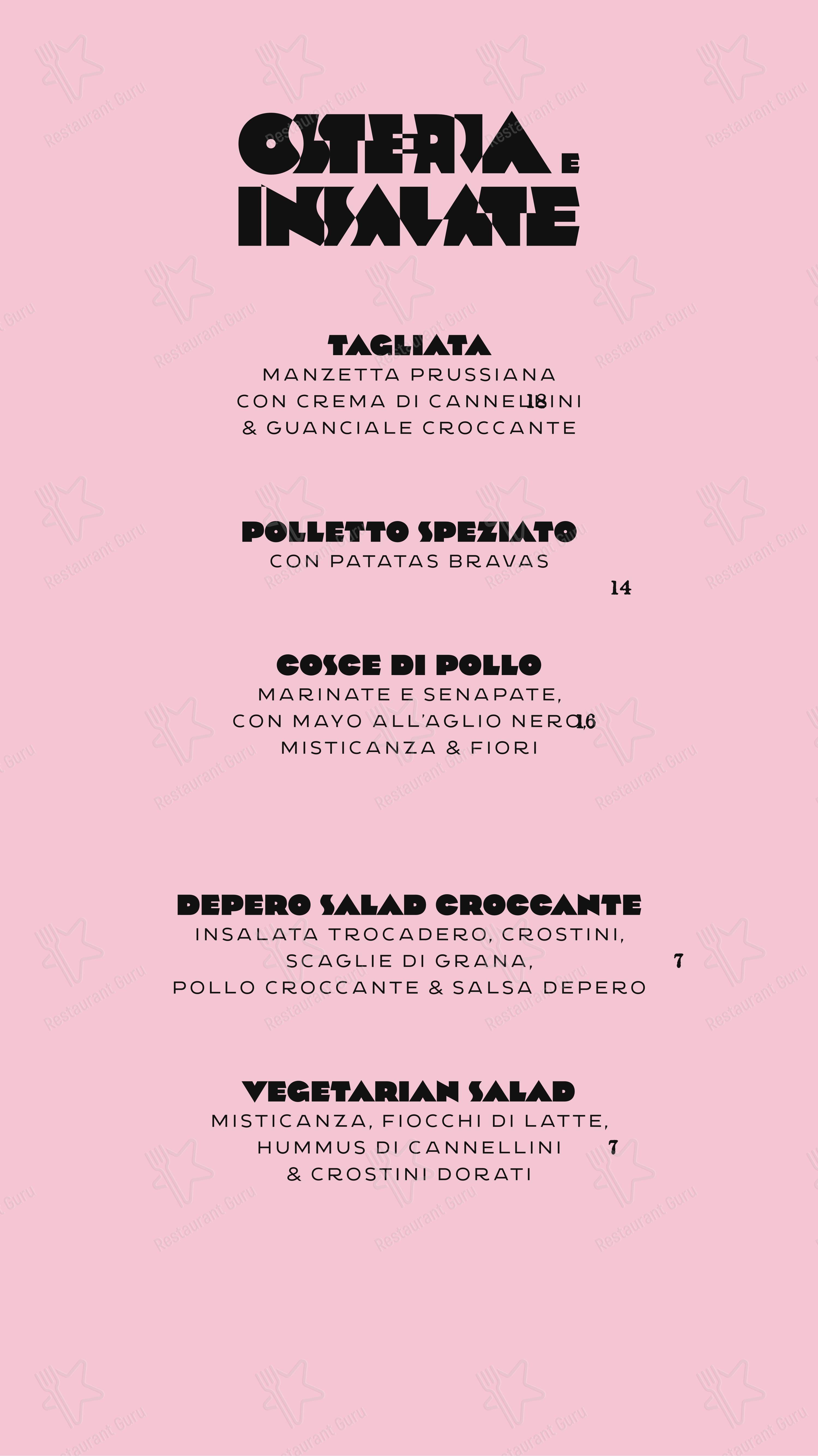 Menu di Depero Club - Menu