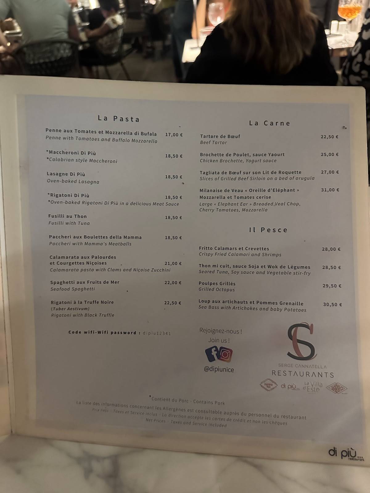 Menu de Di Più