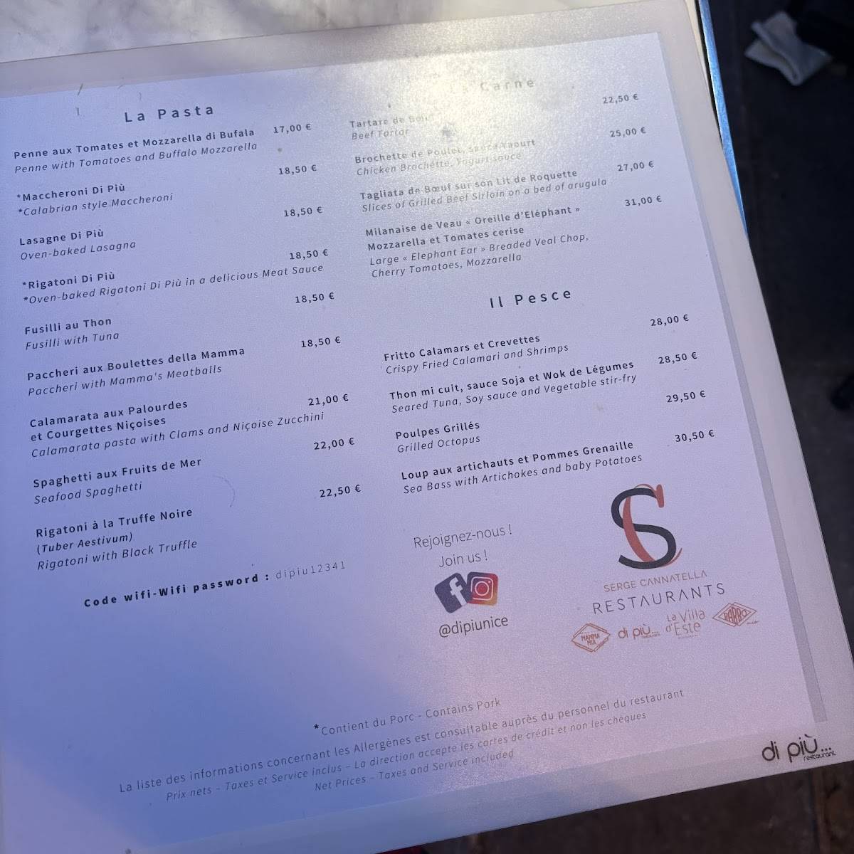 Menu de Di Più