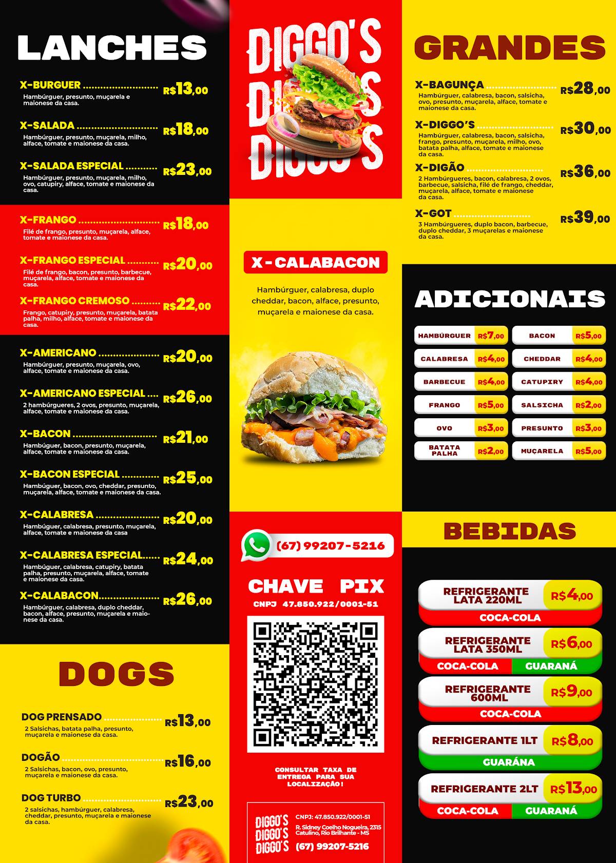 Diggo's Lanches cardápio