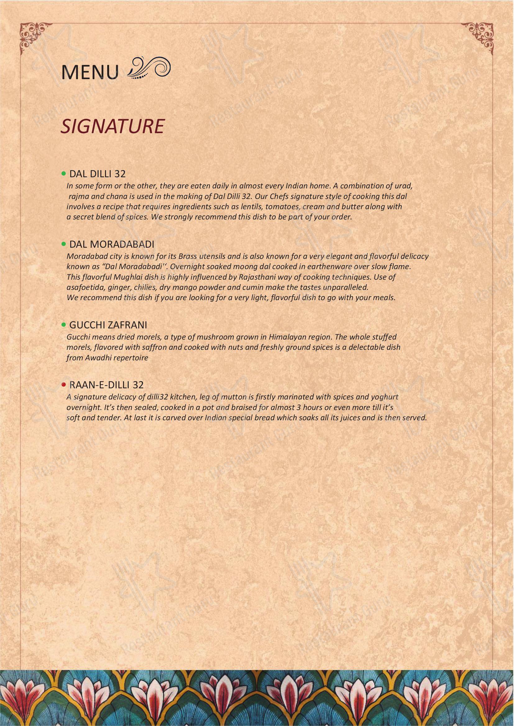 Menu for Dilli 32 in Delhi