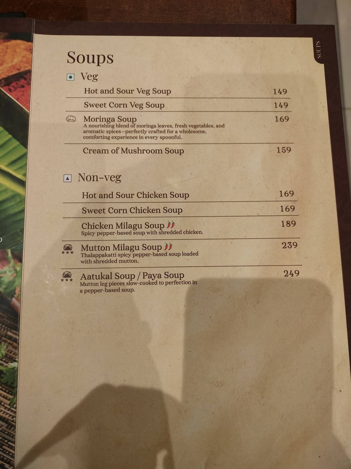 Dindigul Thalappakatti Restaurant Besant Nagar menu