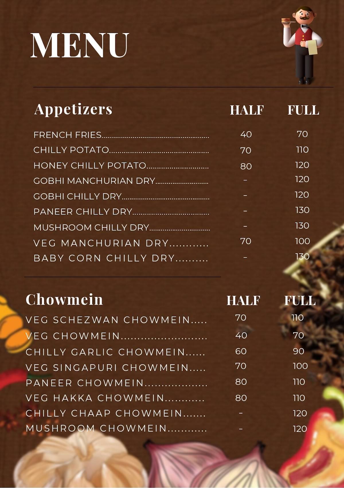 Dine O'clock menu