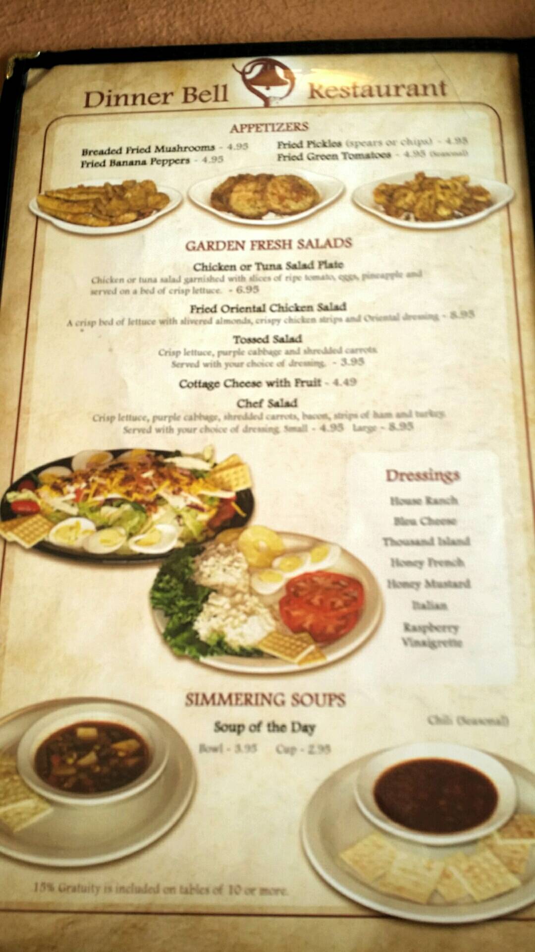 Menu at Dinner Bell Restaurant, Berea