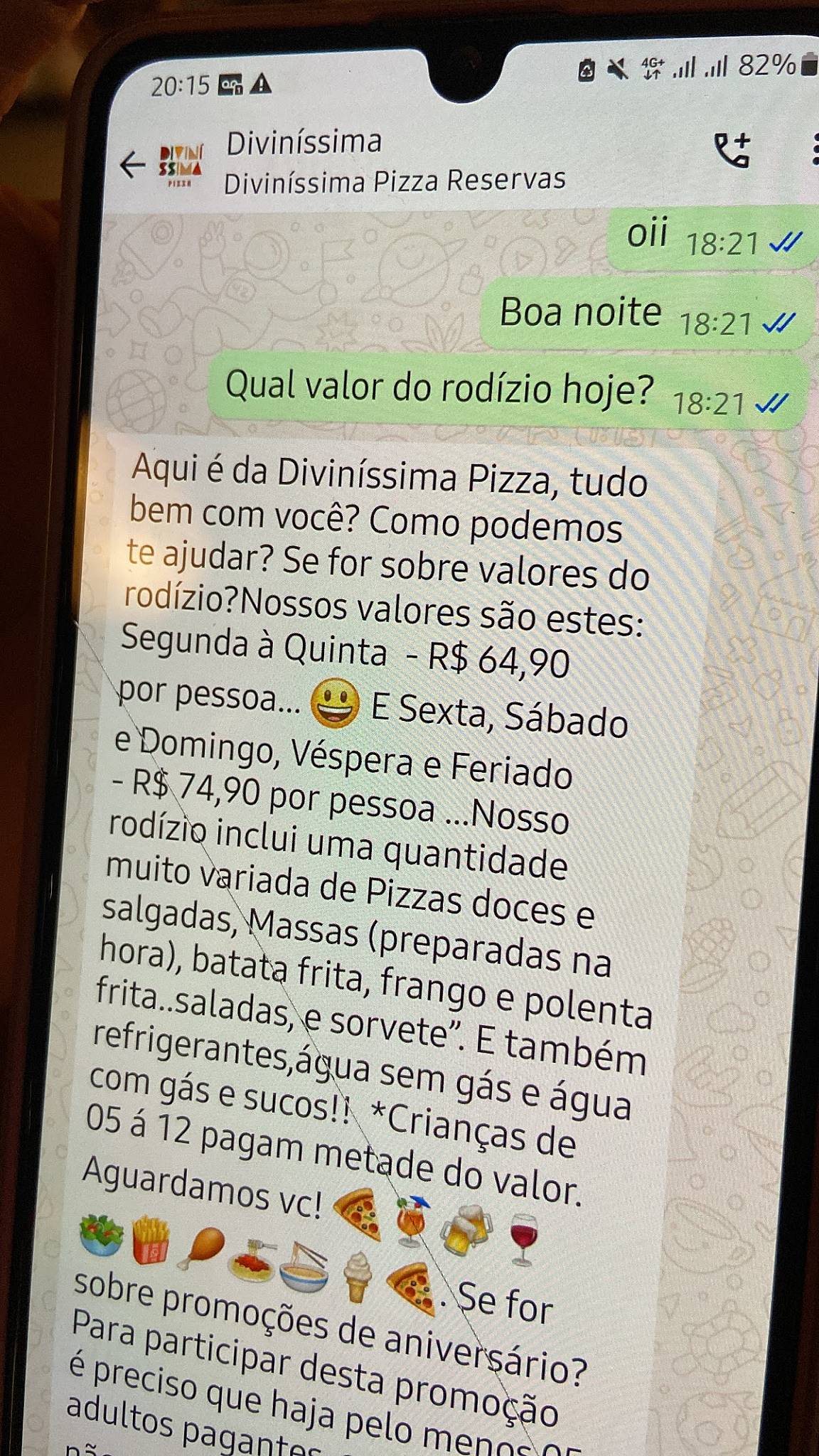 Diviníssima Pizza cardápio