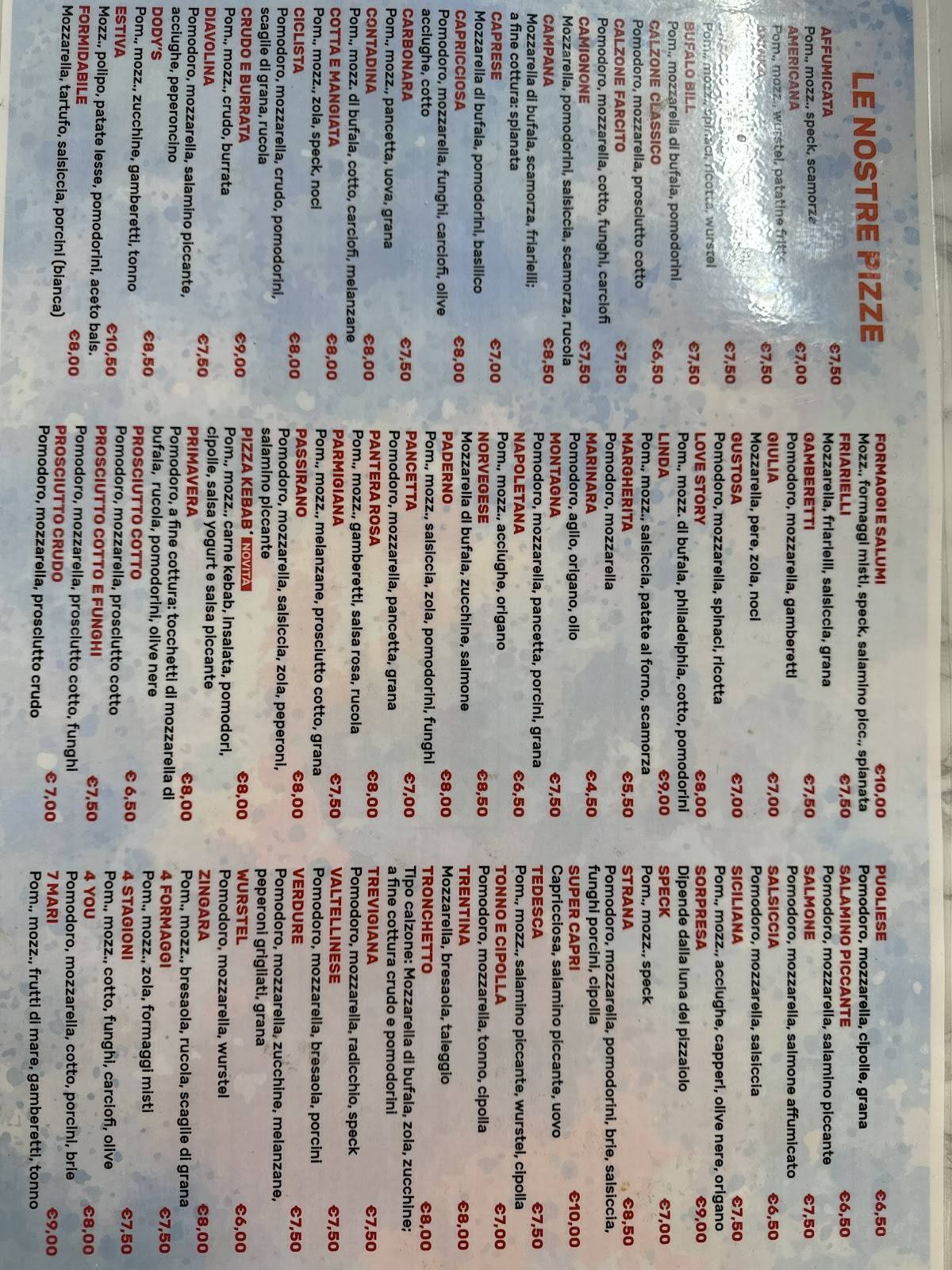 Menu di Dody’s pizza 