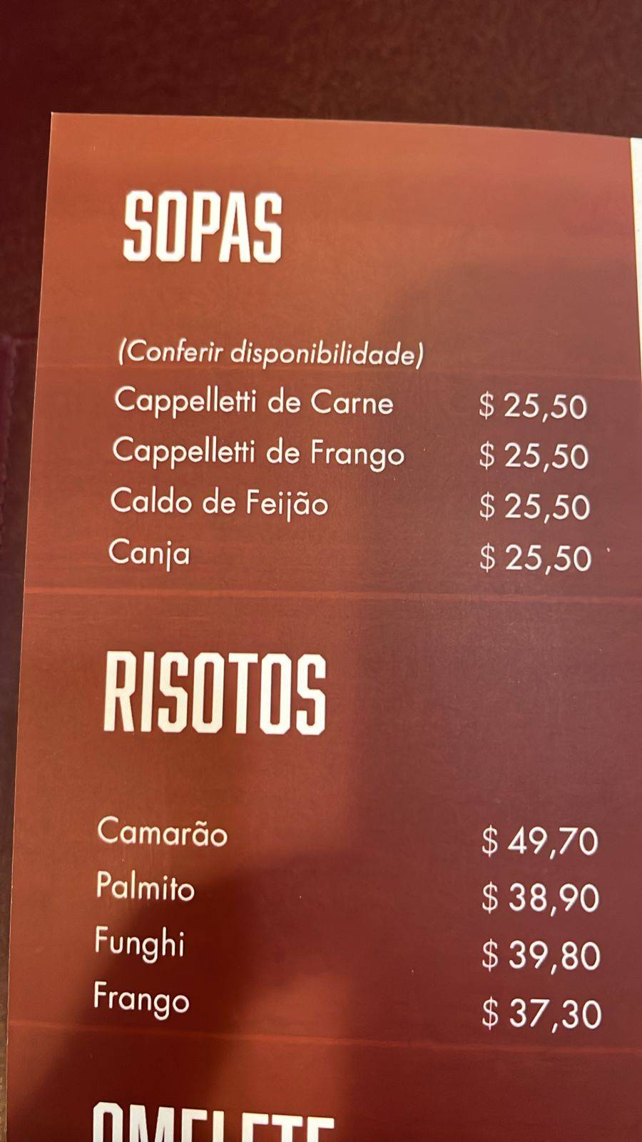 Dom Conchiglione Curitiba cardápio