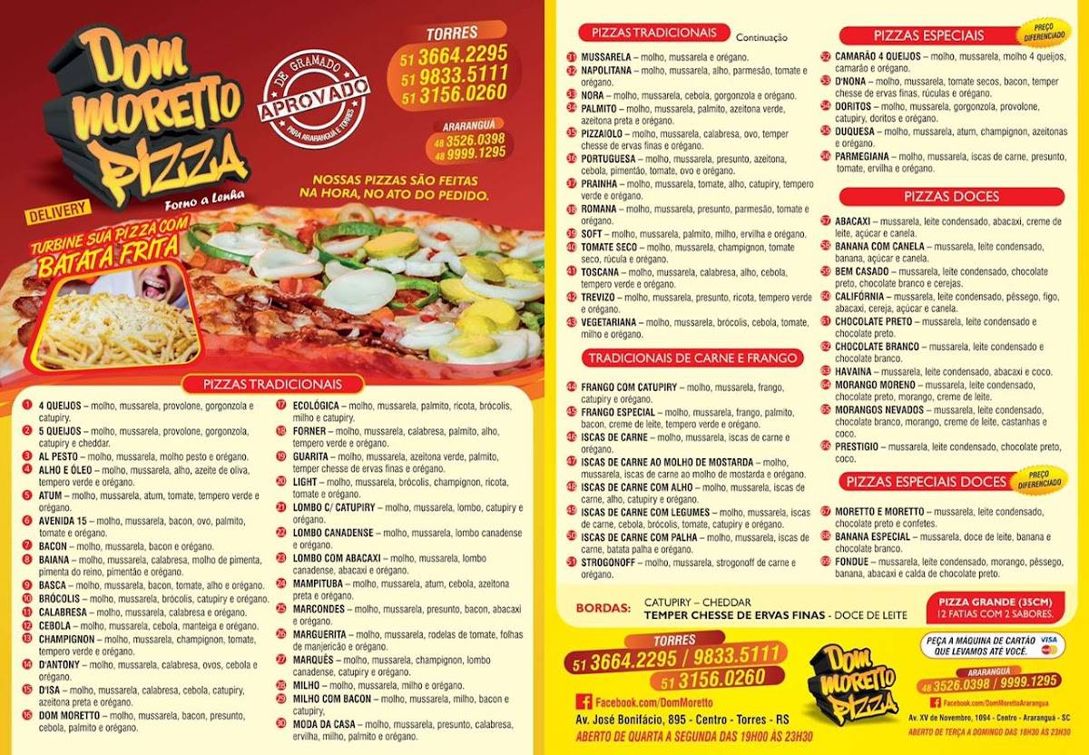 Dom Moretto cardápio
