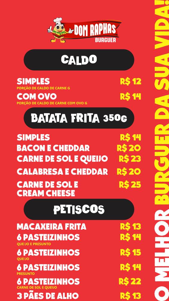 Dom Raphas Burguer cardápio