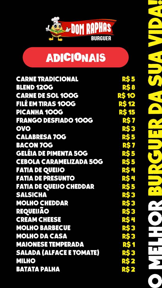 Dom Raphas Burguer cardápio