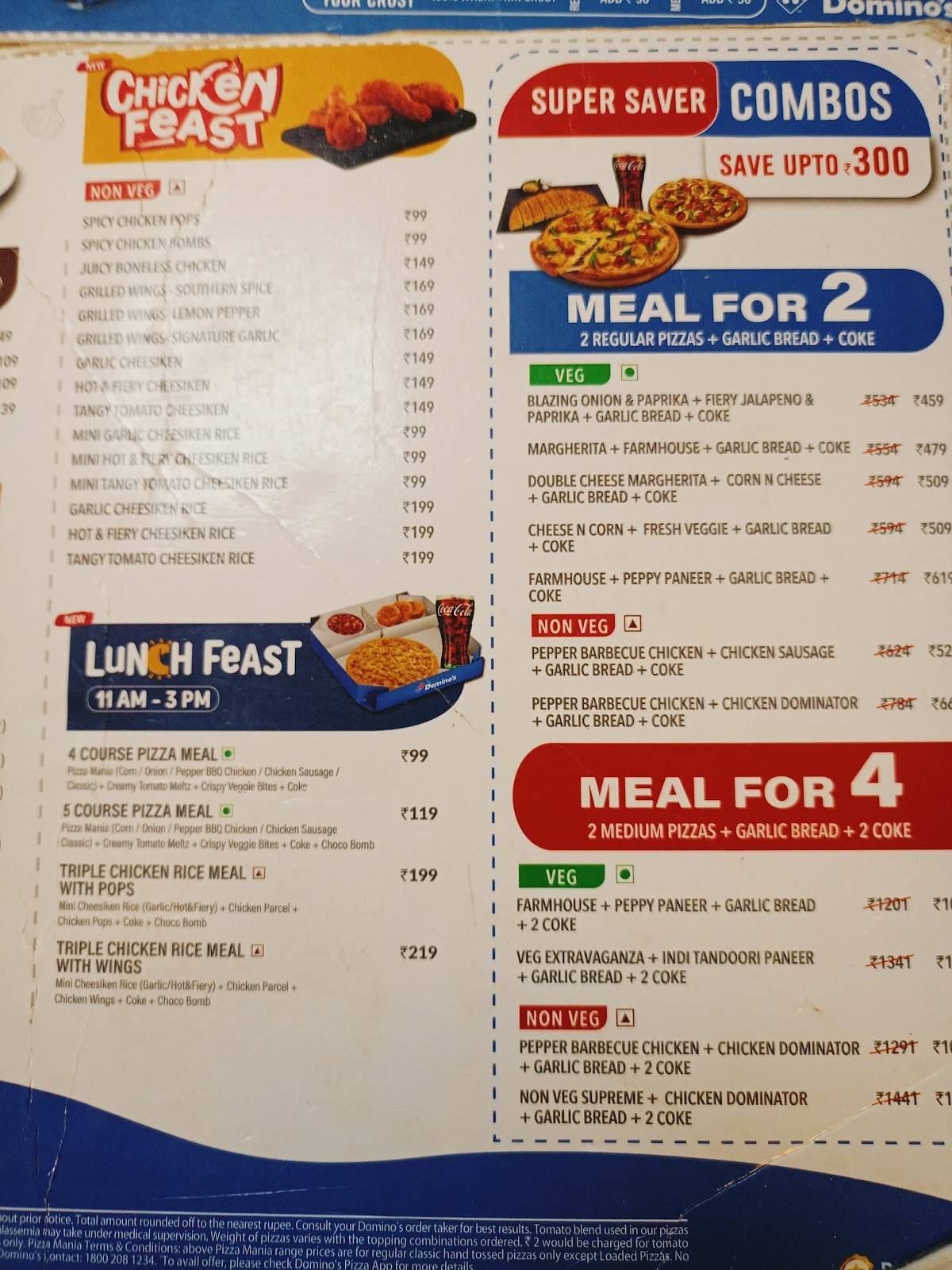 Domino's Pizza Y.S Nagr, Kadapa menu