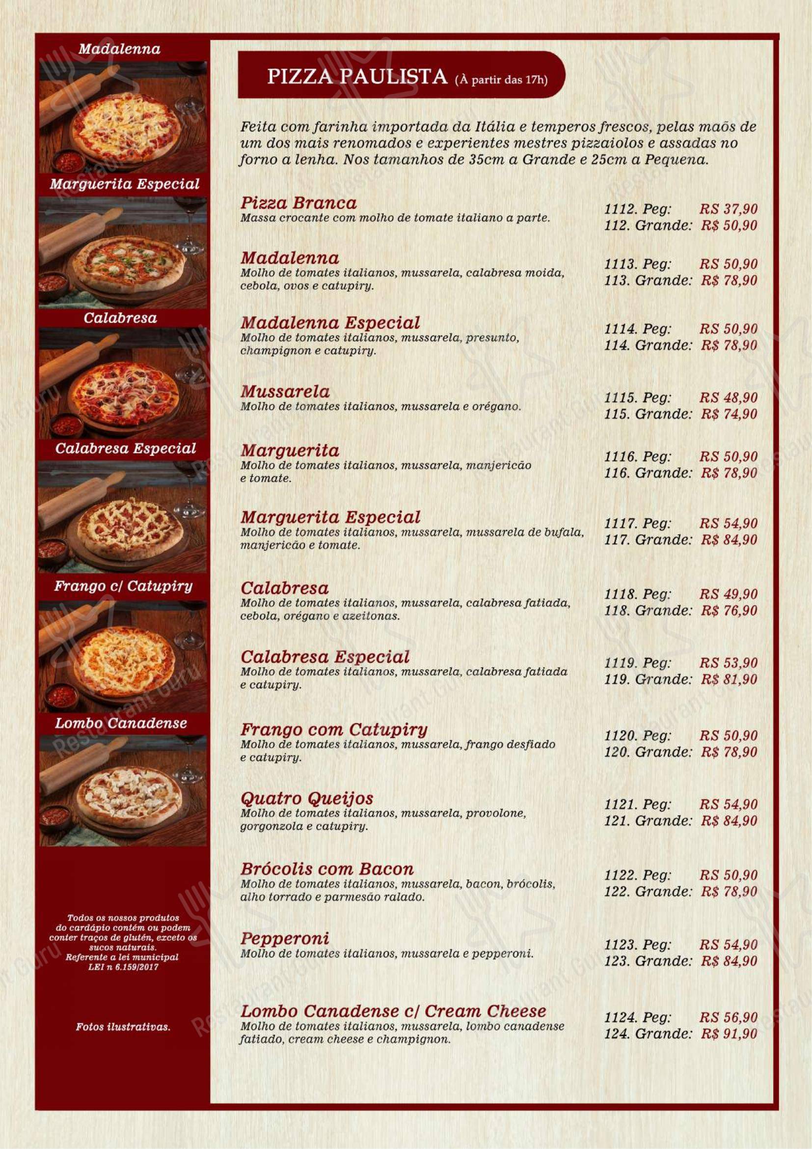 Madalenna Recreio – Bar, Restaurante e Pizzaria de Qualidade - Menu