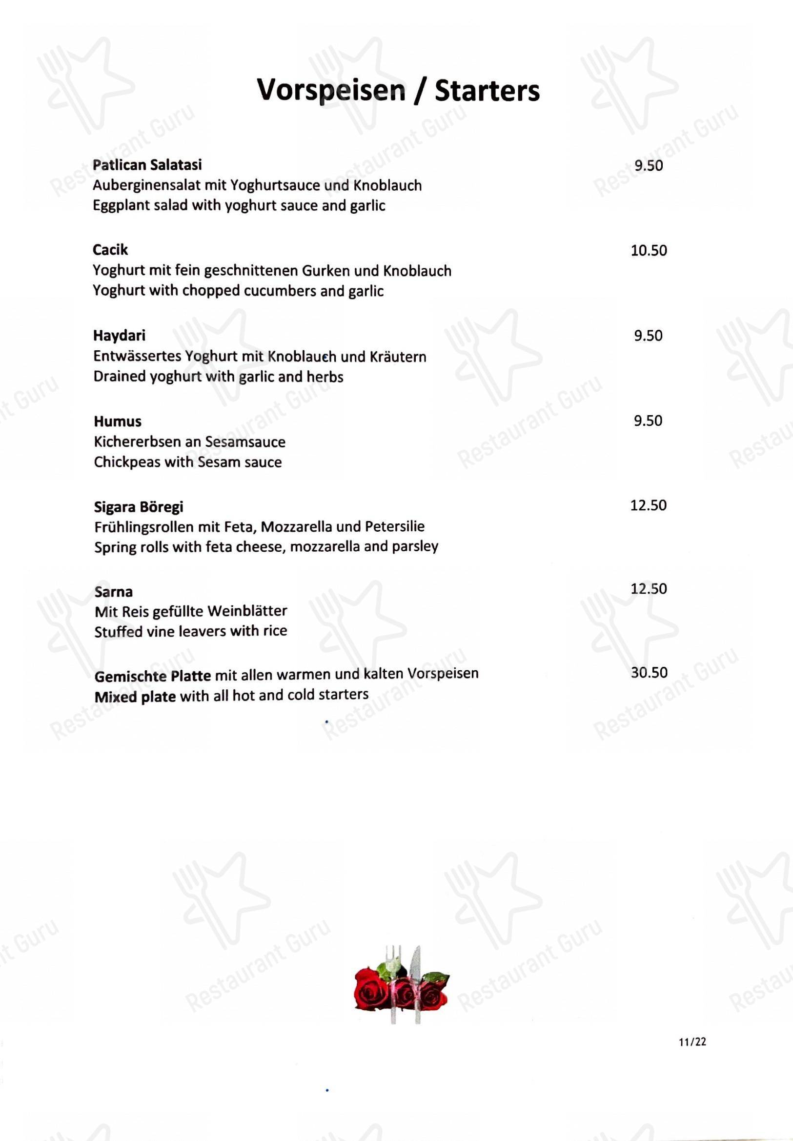 Menu di Drei Rosen - Menu