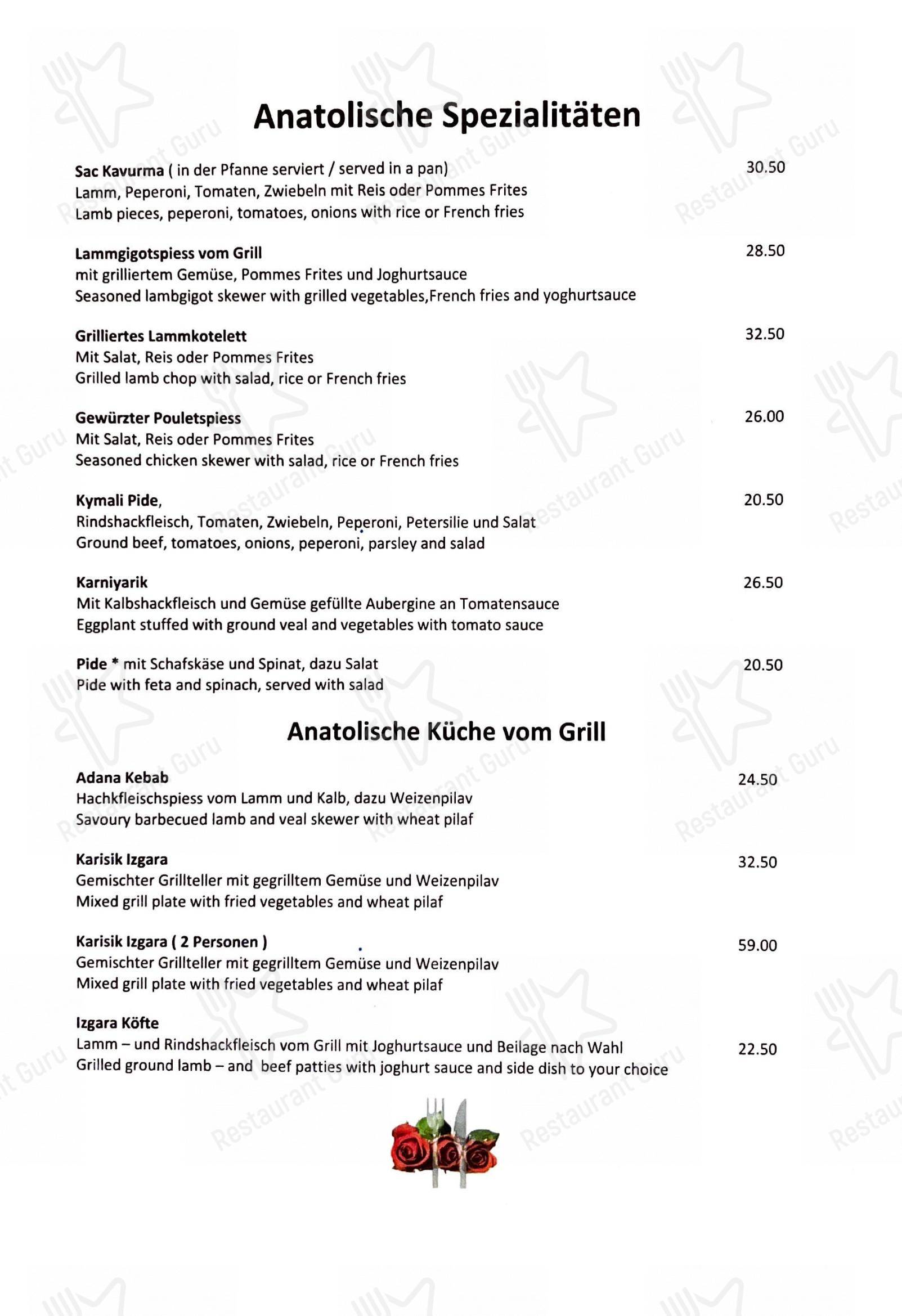 Drei Rosen in Basilea - Menu