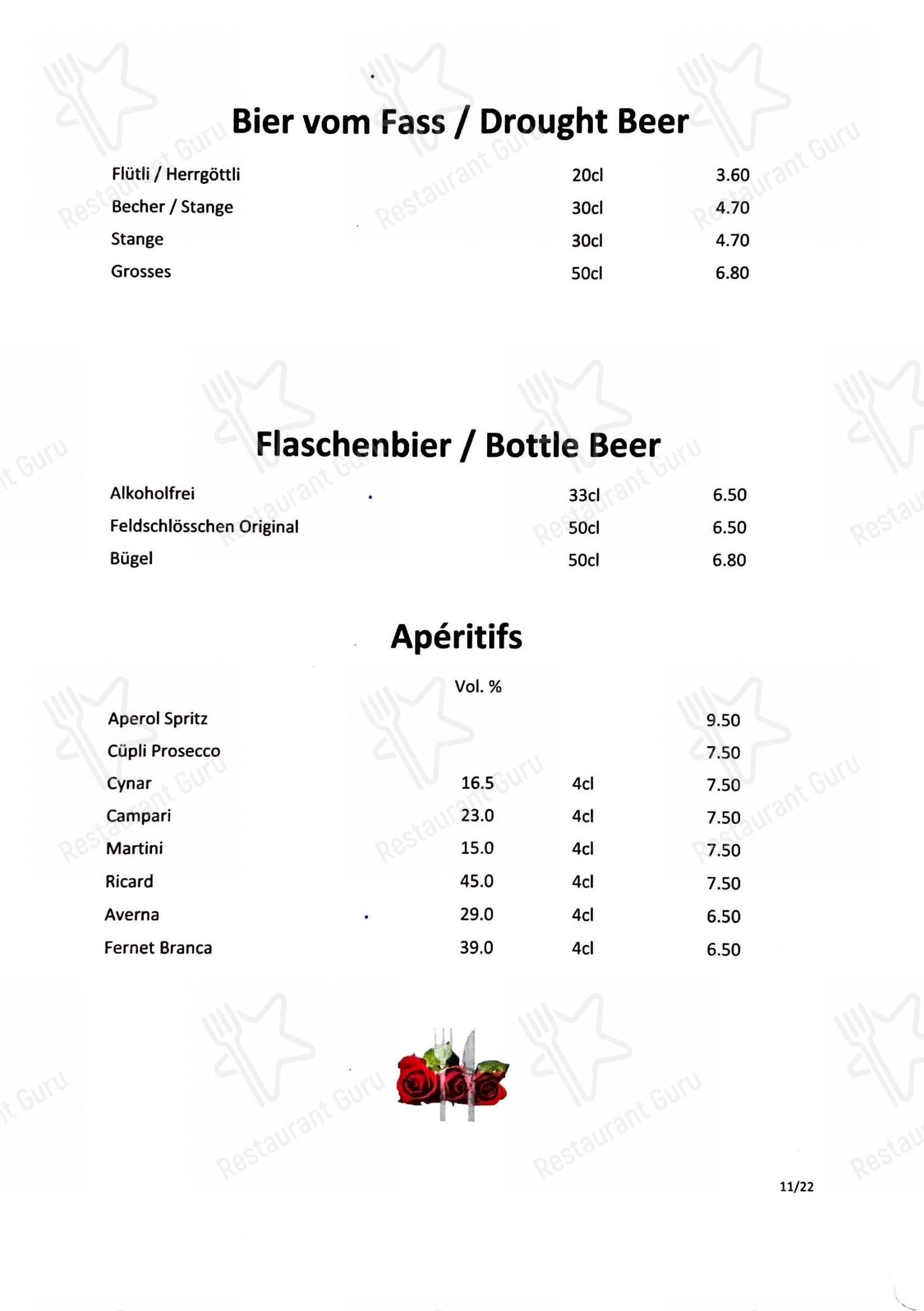 Menu per Drei Rosen ristorante