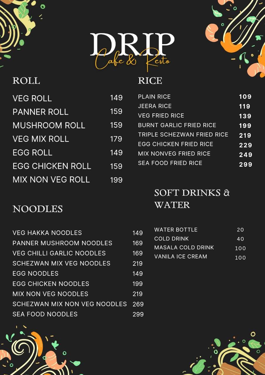 Drip Cafe & Restaurant menu