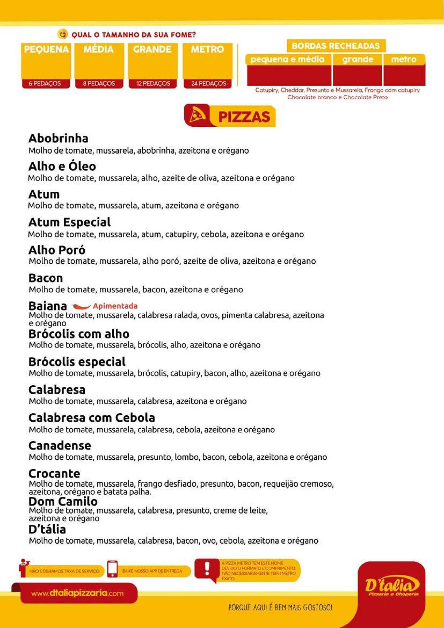 D'talia Pizzaria e Choperia - Rondonópolis cardápio