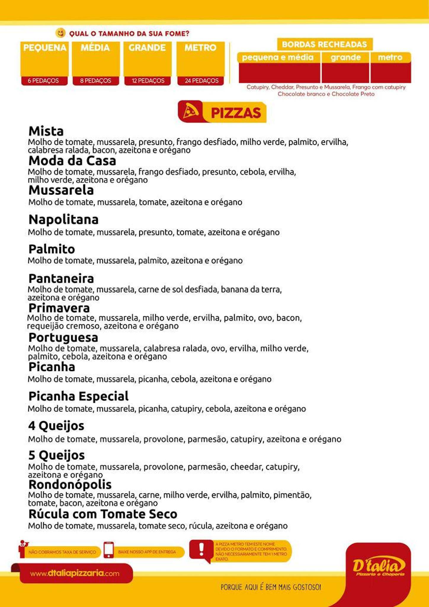 D'talia Pizzaria e Choperia - Rondonópolis cardápio
