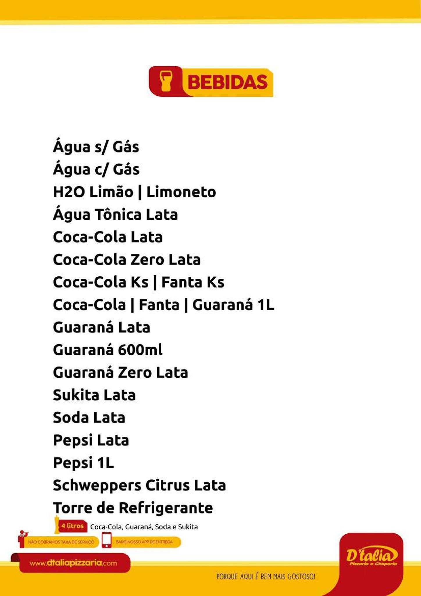 D'talia Pizzaria e Choperia - Rondonópolis cardápio