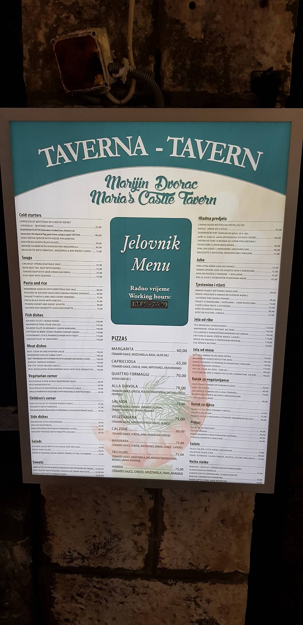 Menu di Taverna Marijin Dvorac 