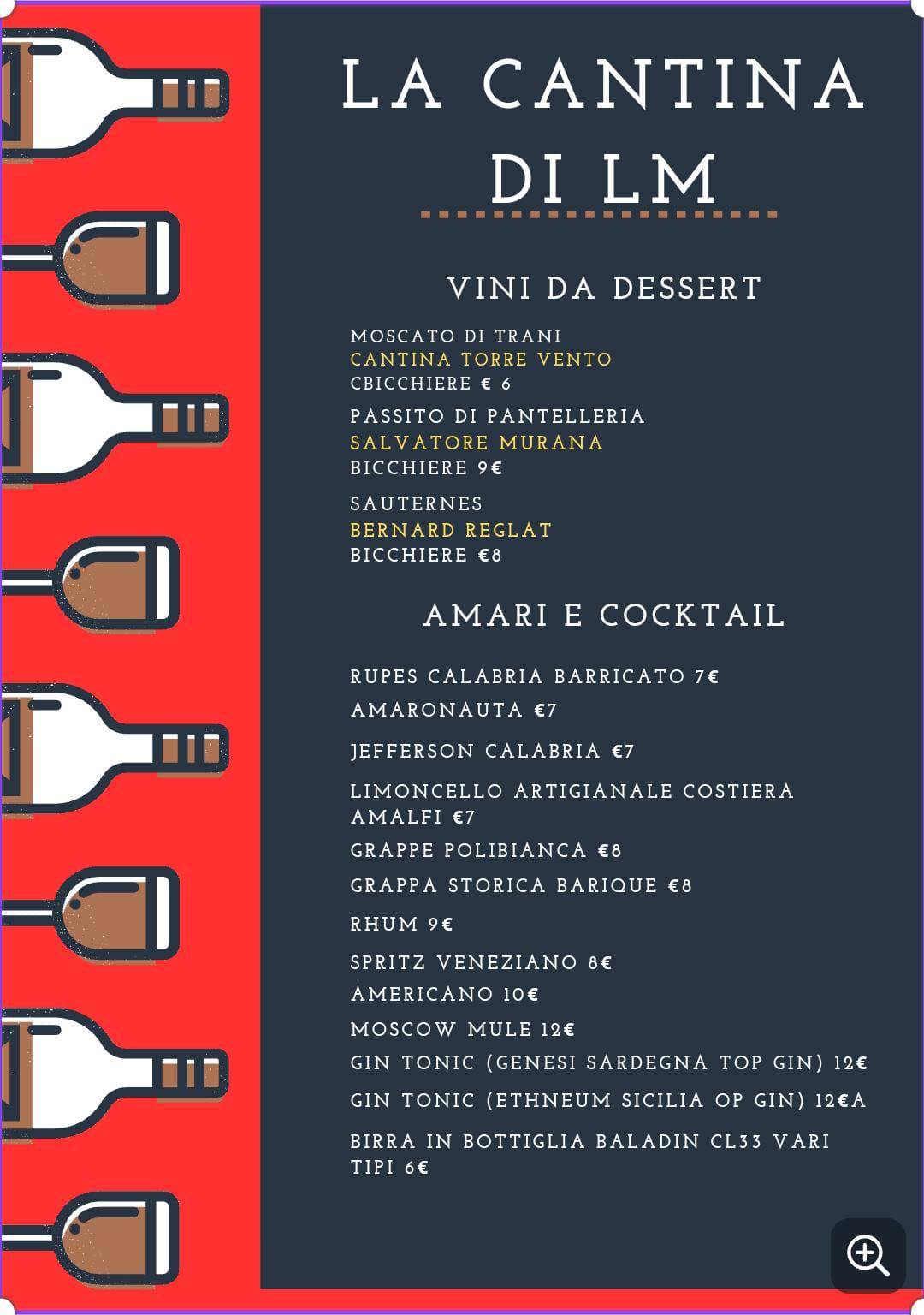 Menu di ENOTECA LM - Enoteca Milano, Enoteca, Aperitivo Milano, Vino, Mescita, tignanello, sassicaia, wine bar 