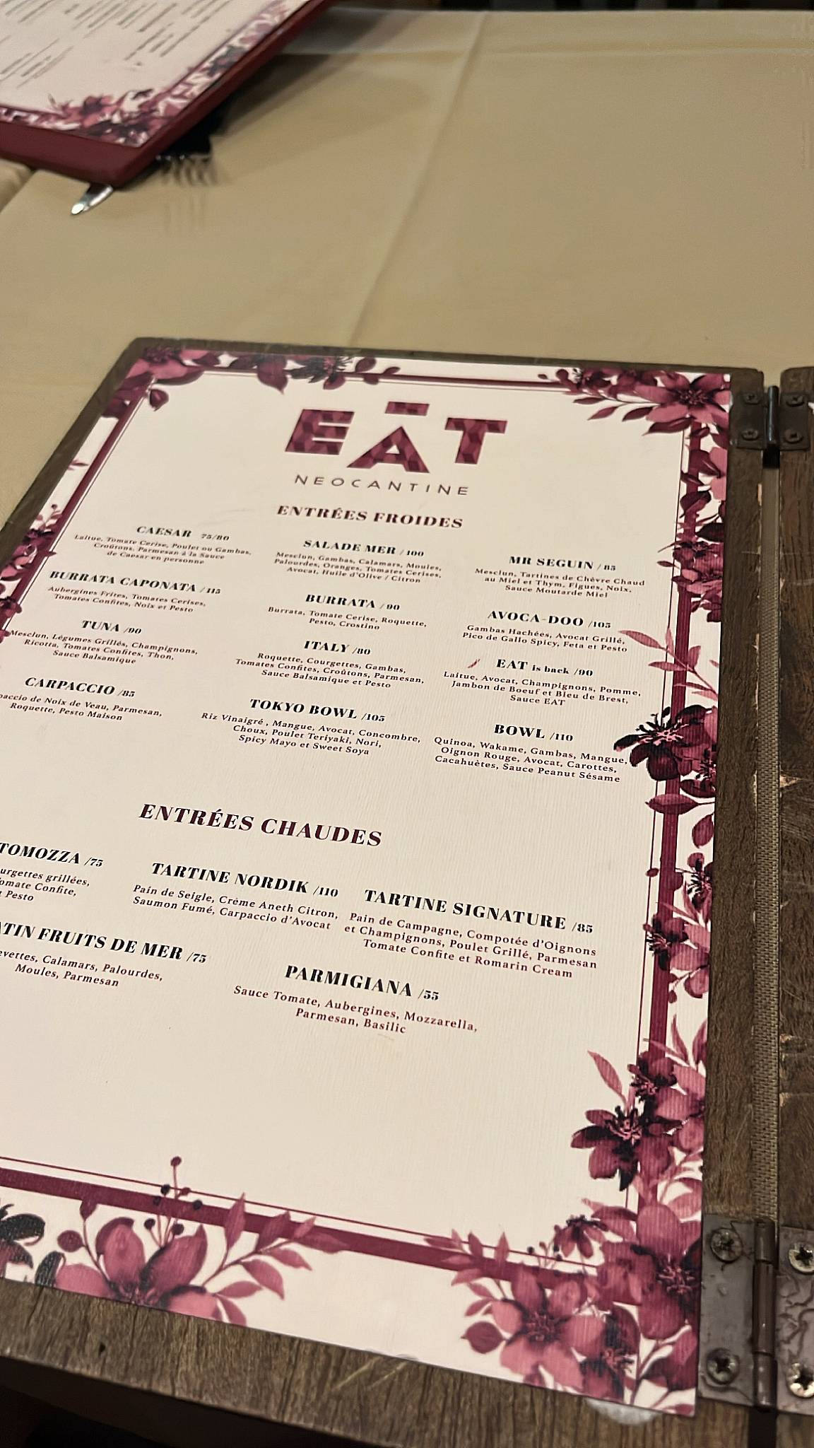 Menu de Eat Néocantine
