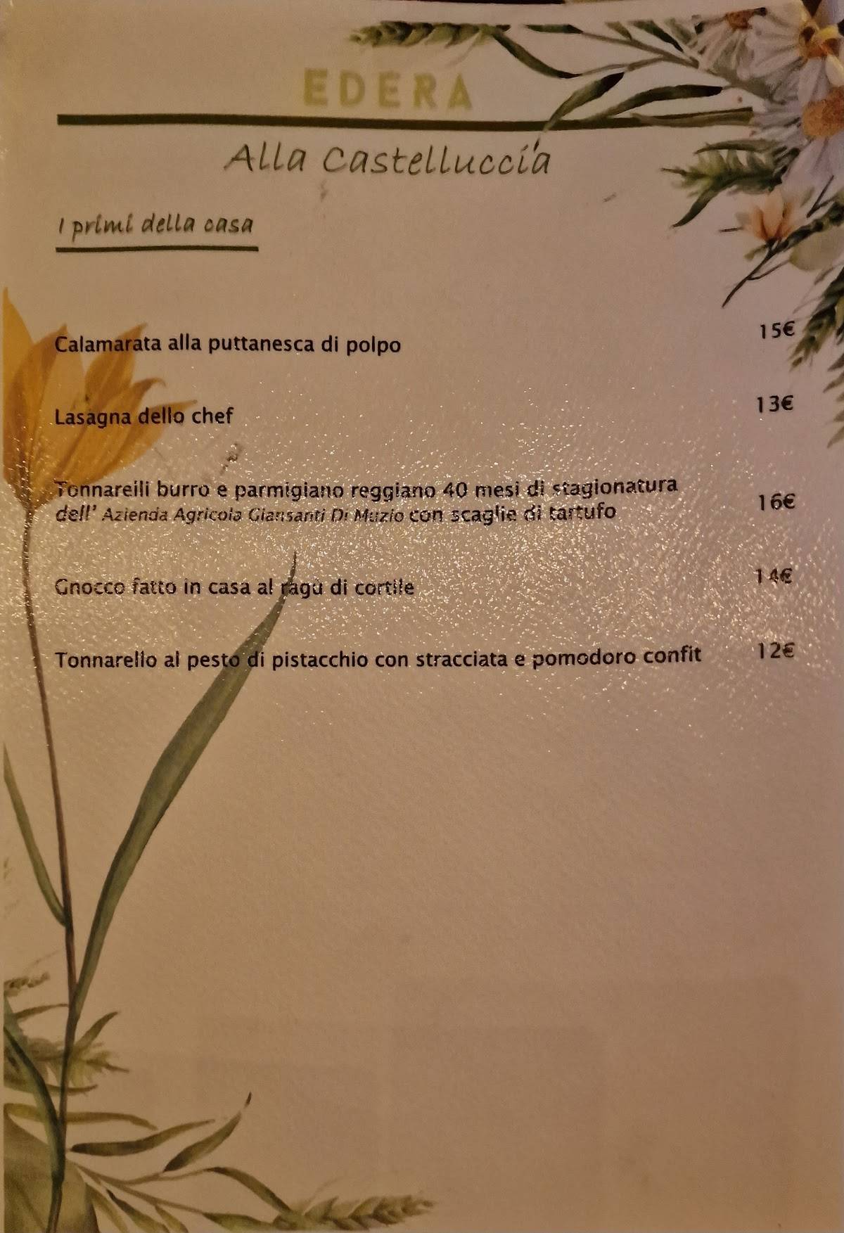 Menu di Edera - La Castelluccia 