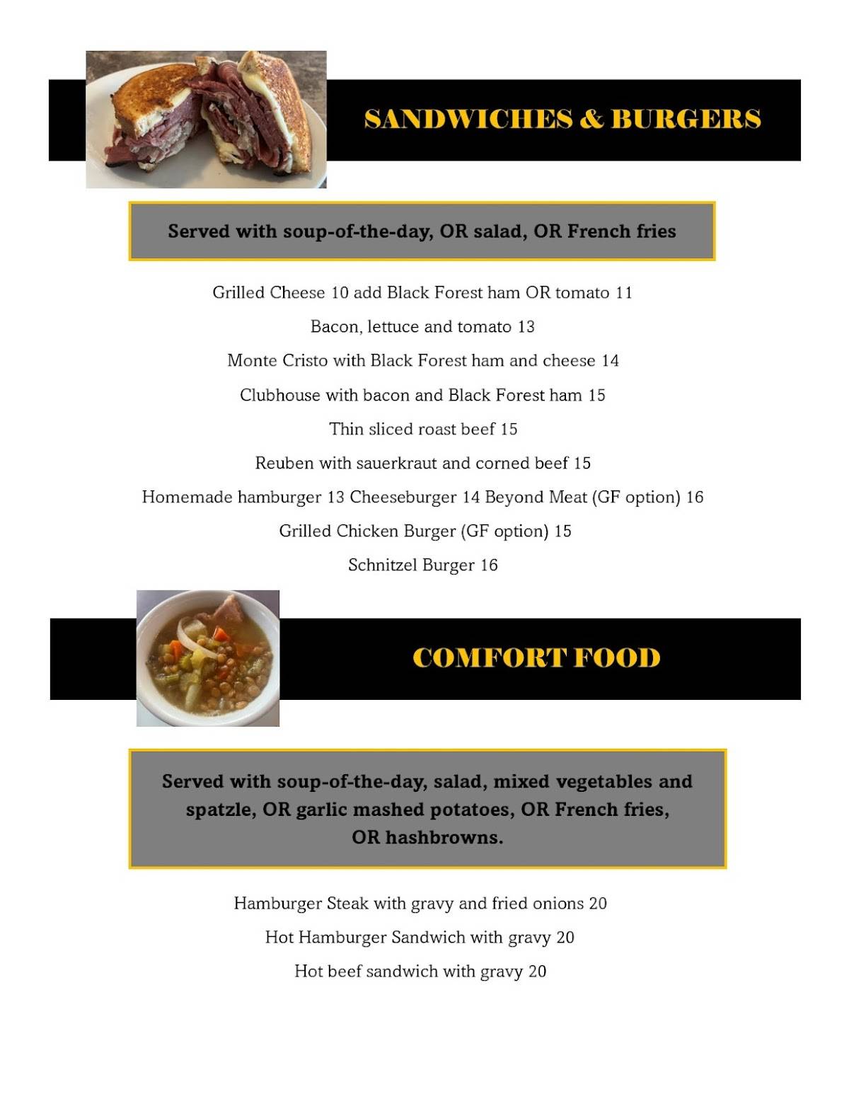 Menu de Barb & Ernie's Old Country Inn