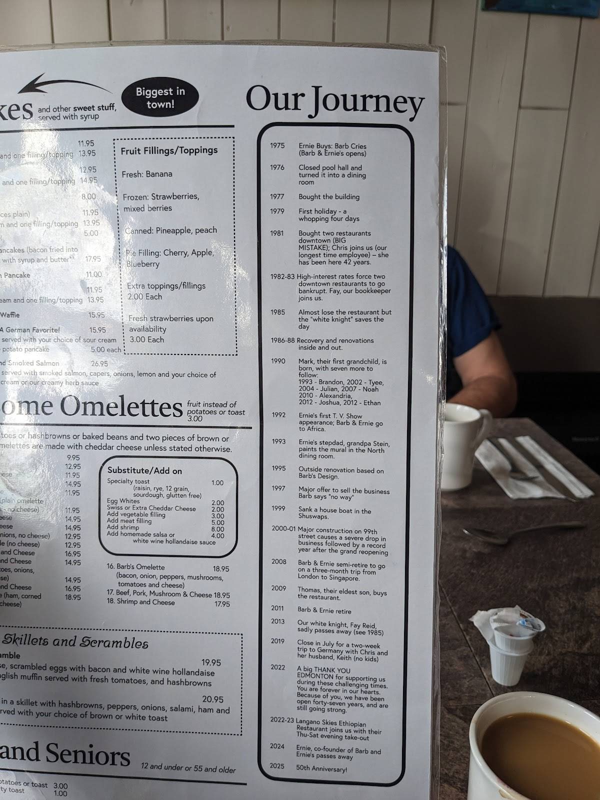 Menu de Barb & Ernie's Old Country Inn