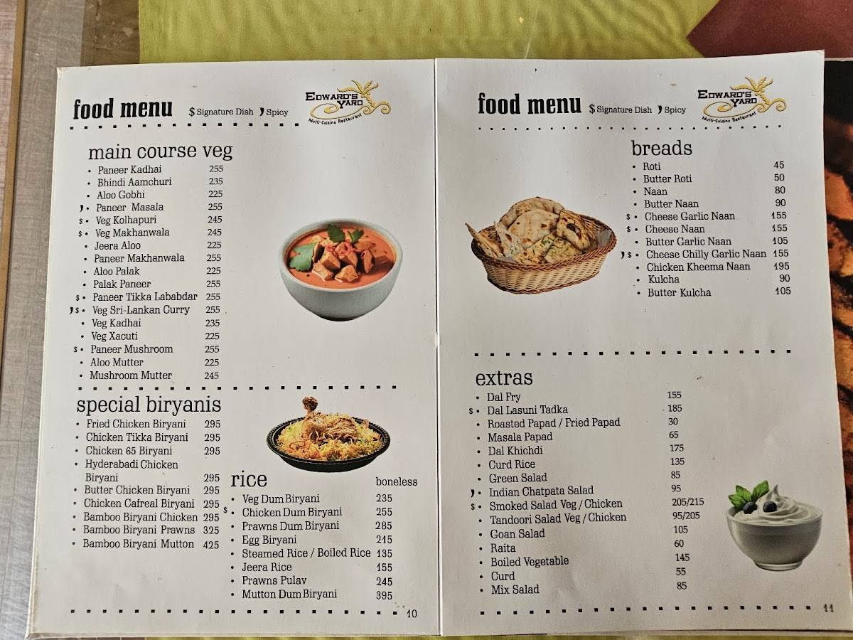 Edward's Yard menu