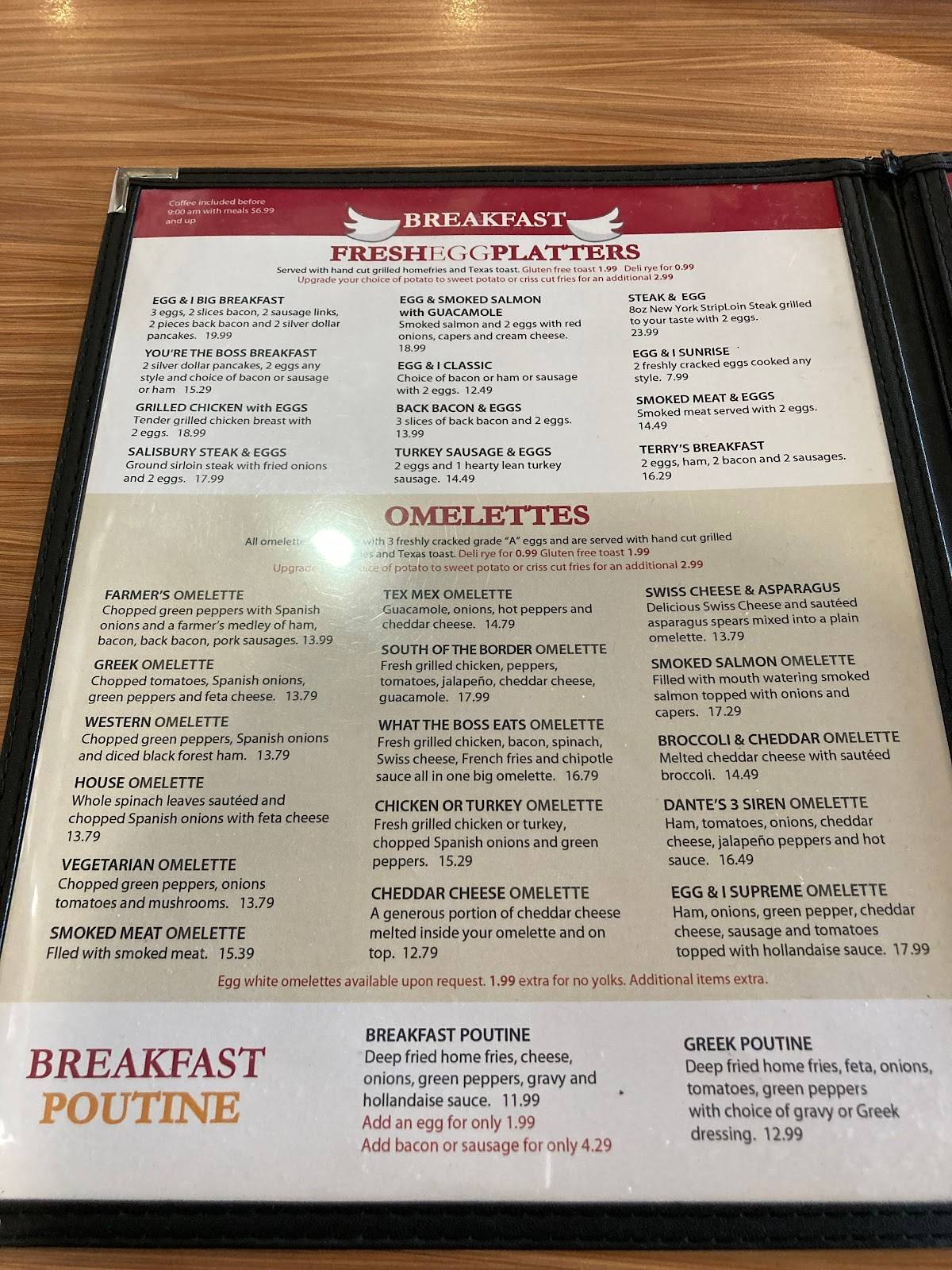 Menu at Egg & I restaurant, Hamilton, Upper James St