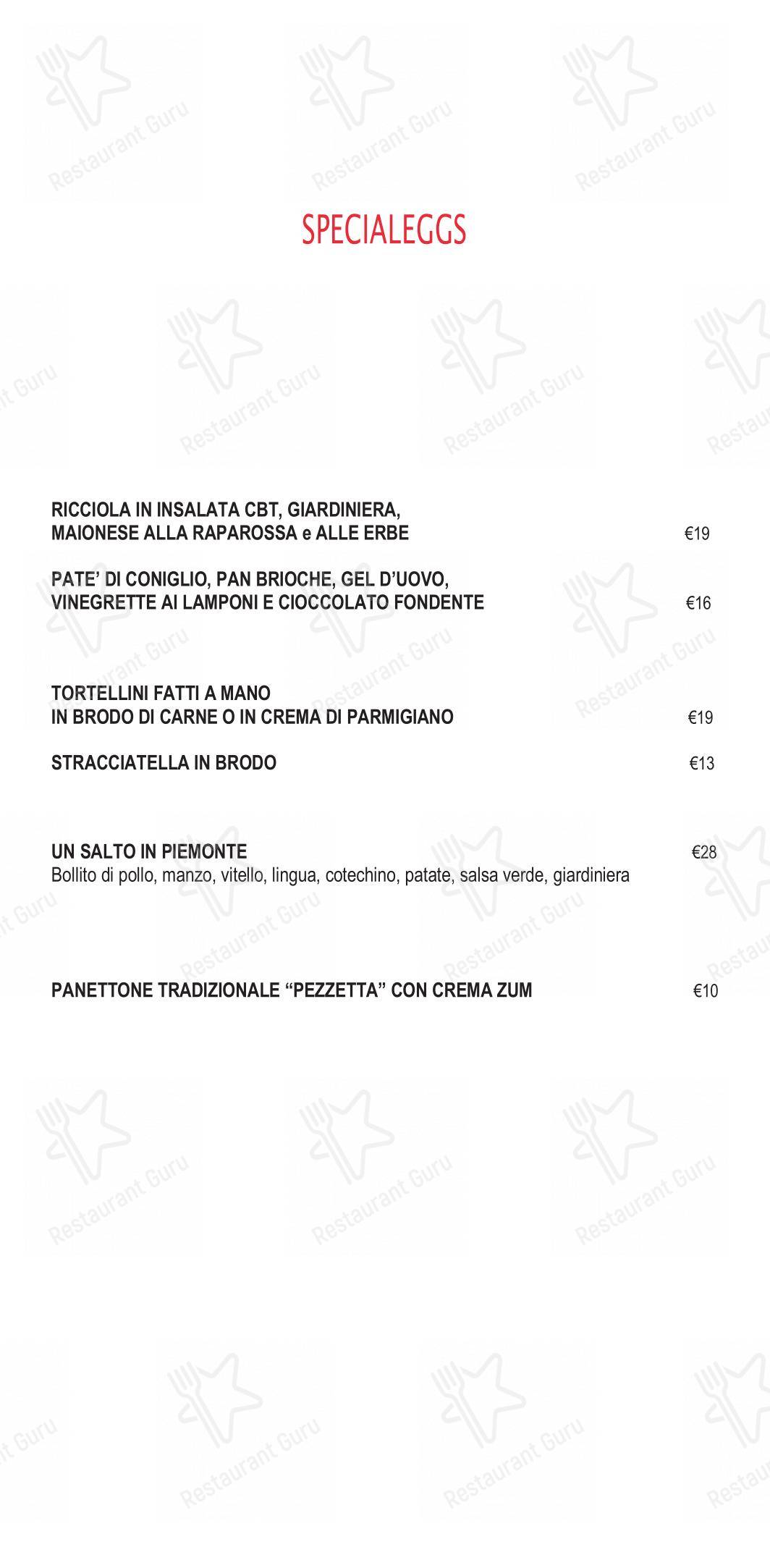 Eggs dans Rome - Menu