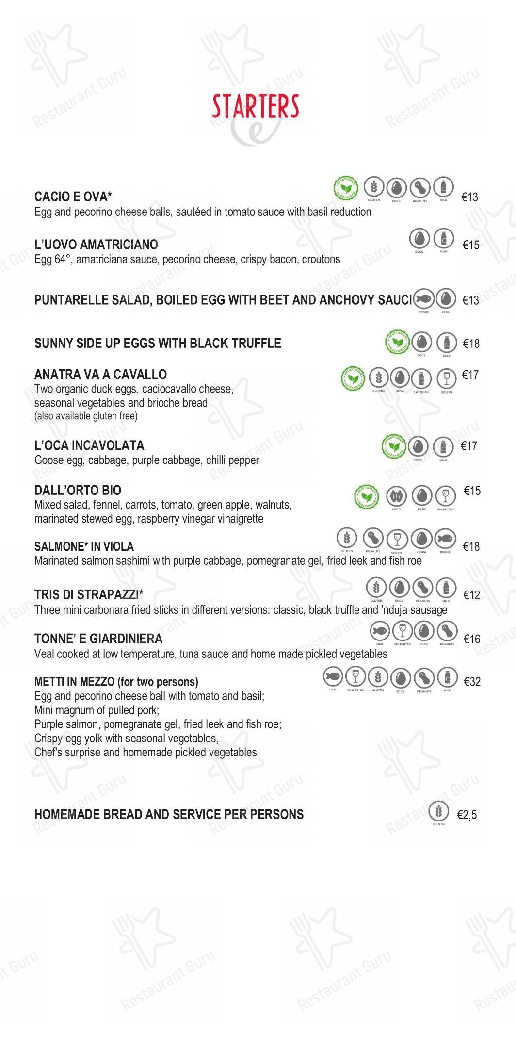 Menu di Eggs Roma - Menu