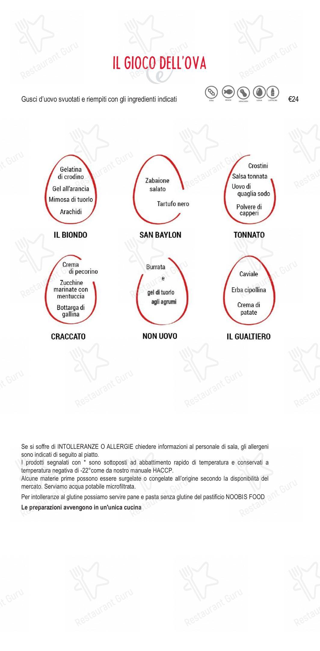 Menu per Eggs Roma in Roma