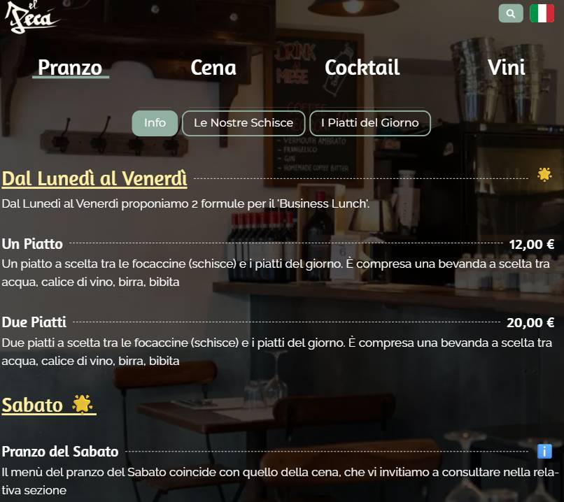 Menu di El Pecà 