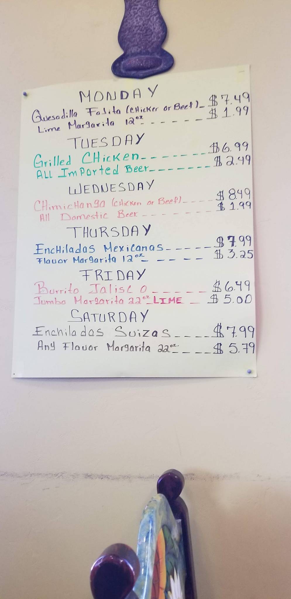 Menu at El Tequila Mexican Restaurant, Manitowoc