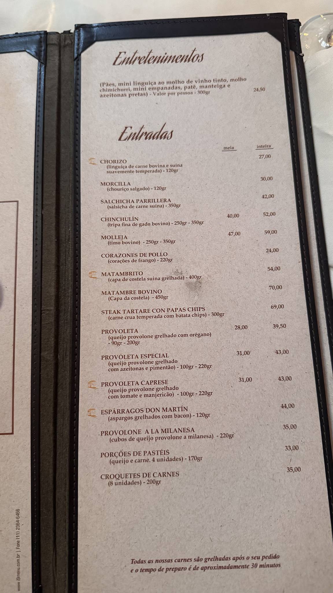 Restaurante El Tranvia (Itaim-Bibi) cardápio