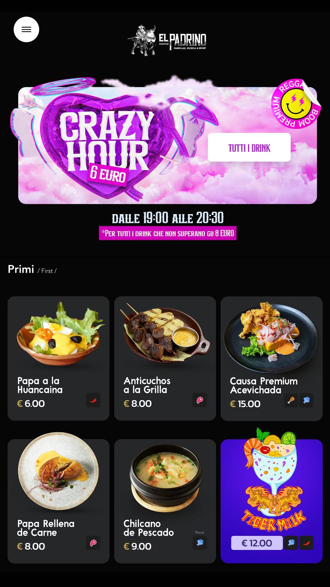 Menu di Encuentros Ristorante Peruviano 