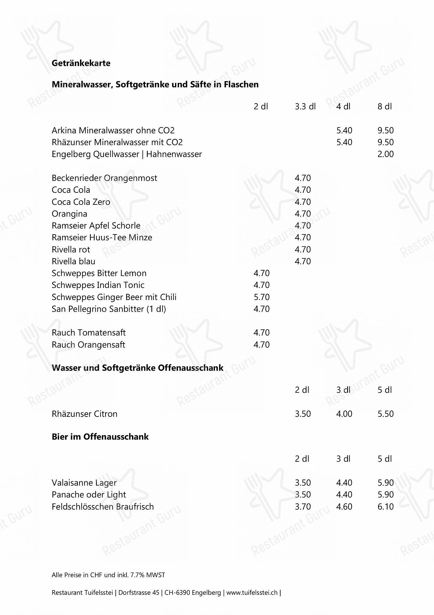 Lunch Menu per Restaurant Tuifelsstei ristorante