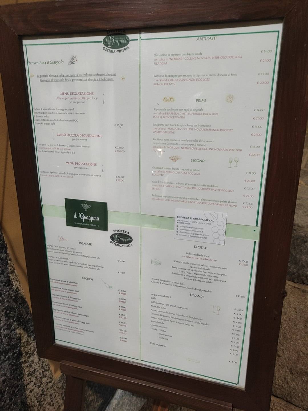 Menu di Enoteca Ristorante Il Grappolo 