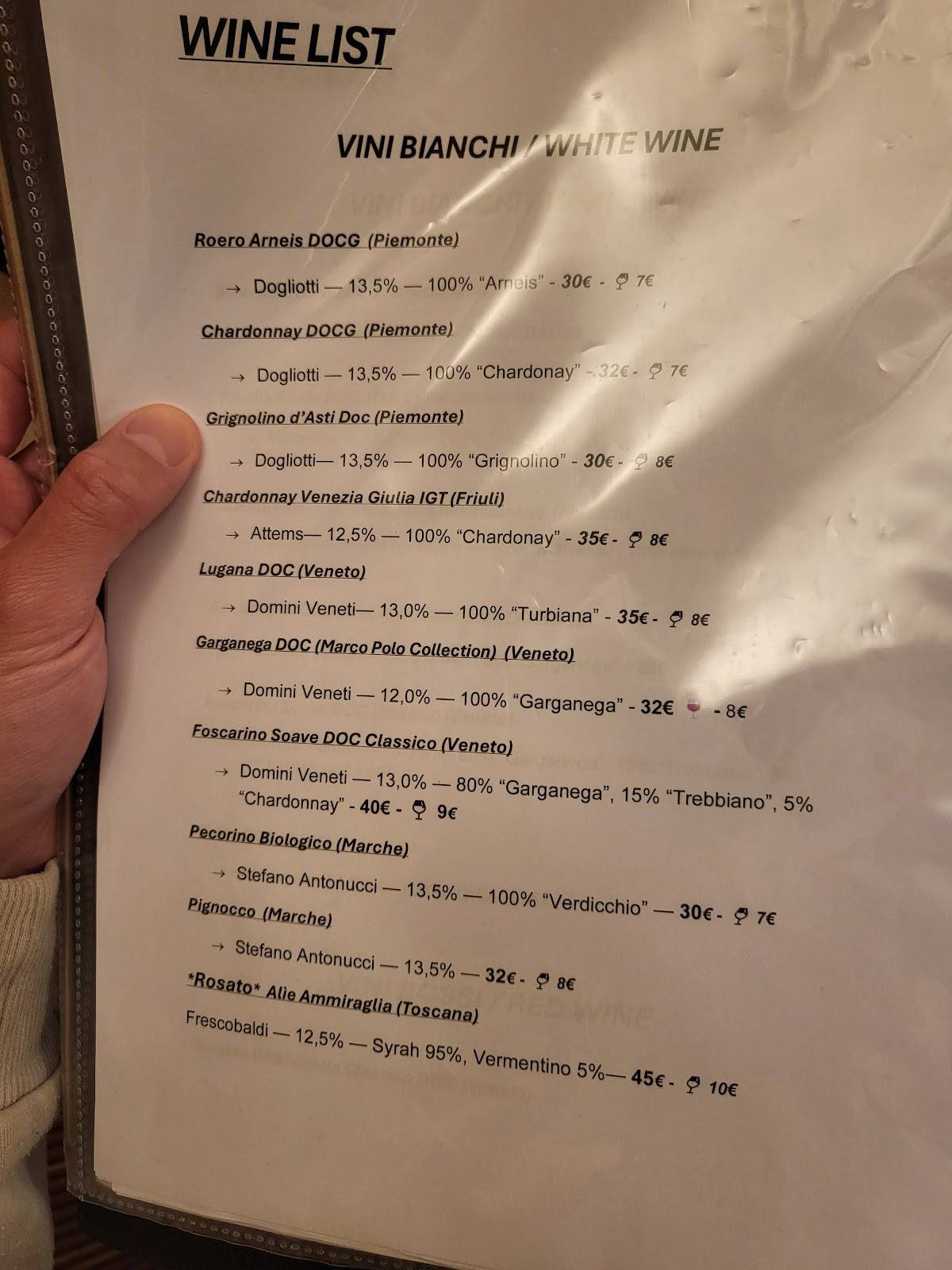 Menu de Enotico Bistrot Italiano