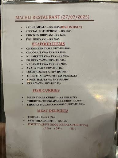 Machli Restaurant menu