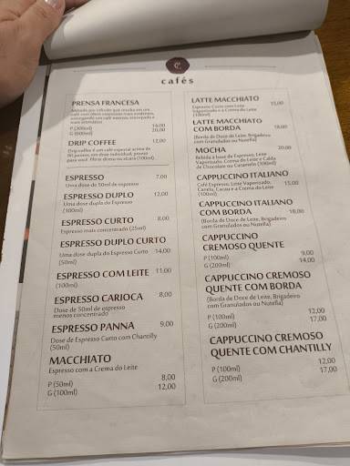 Espaço Caramelles cardápio