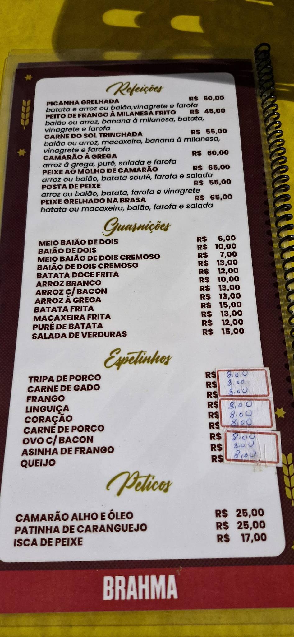 Espetinho do Helano cardápio