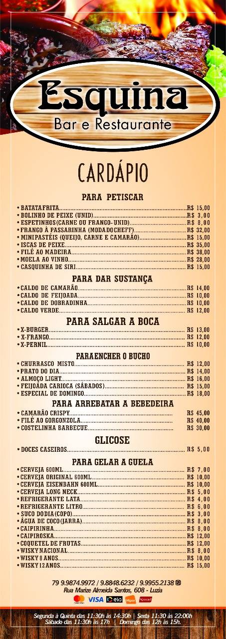 Menu Em Esquina Bar E Restaurante Aracaju