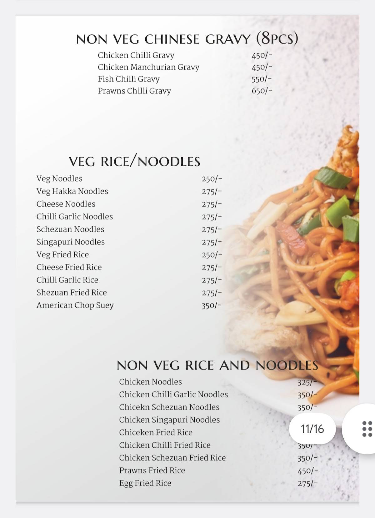 Evergreen Restaurant menu
